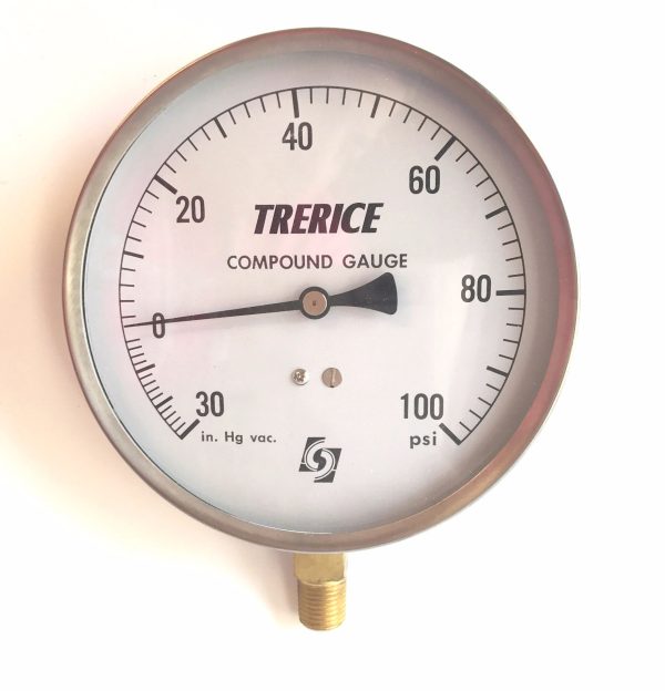 4.5" Trerice Compound Gauge 30" HG VAC/100PSI